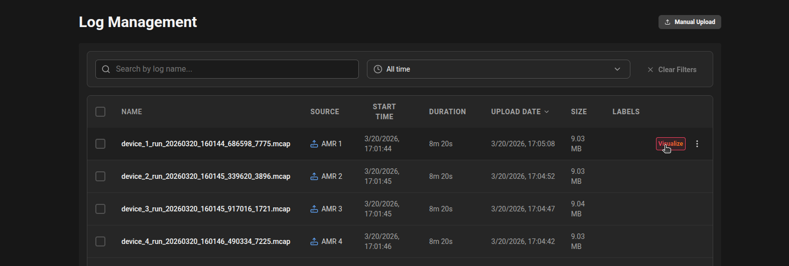 MCAP Upload Visualization